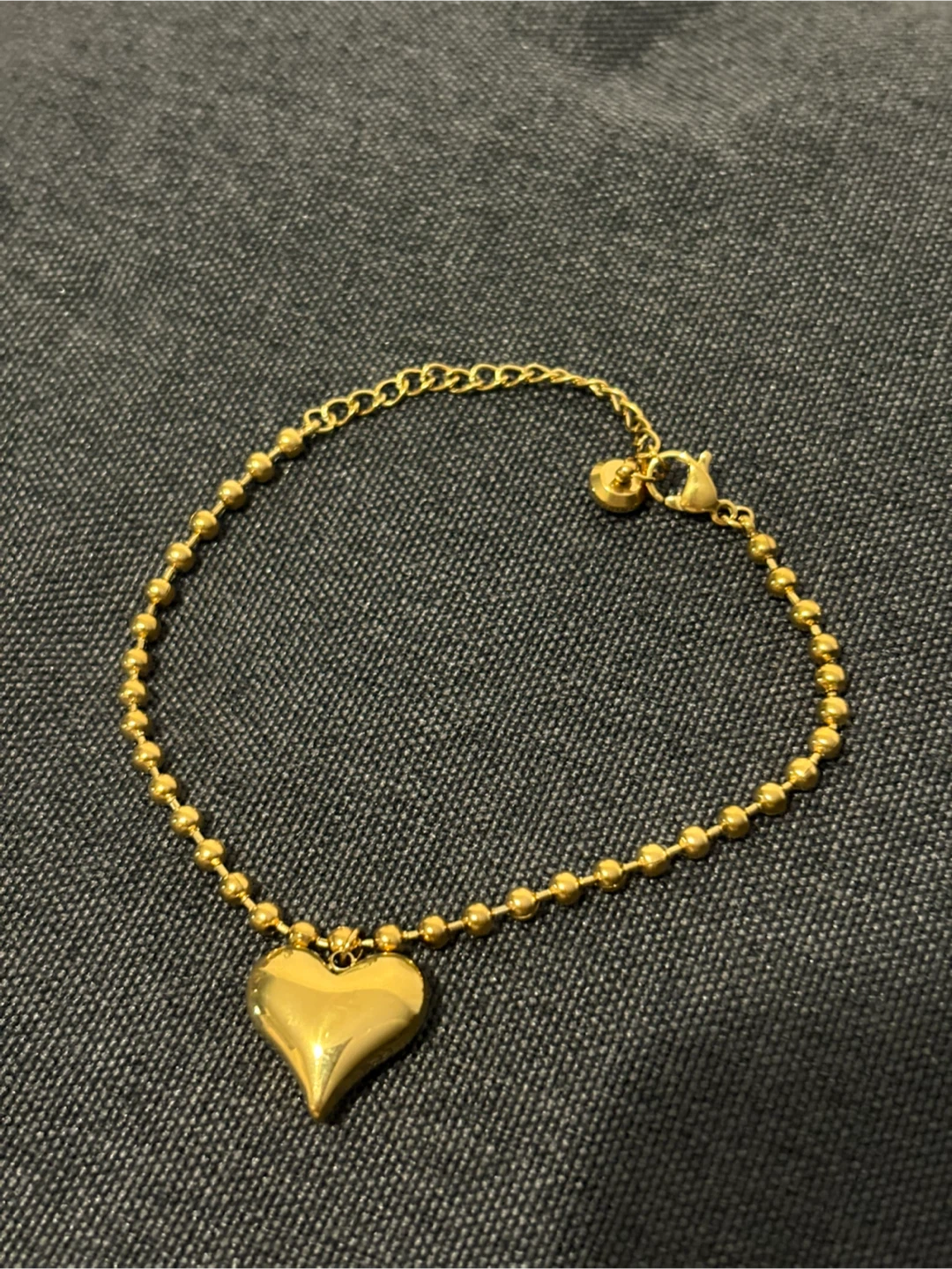 Gold-tone heart charm ball chain bracelet - photo 2
