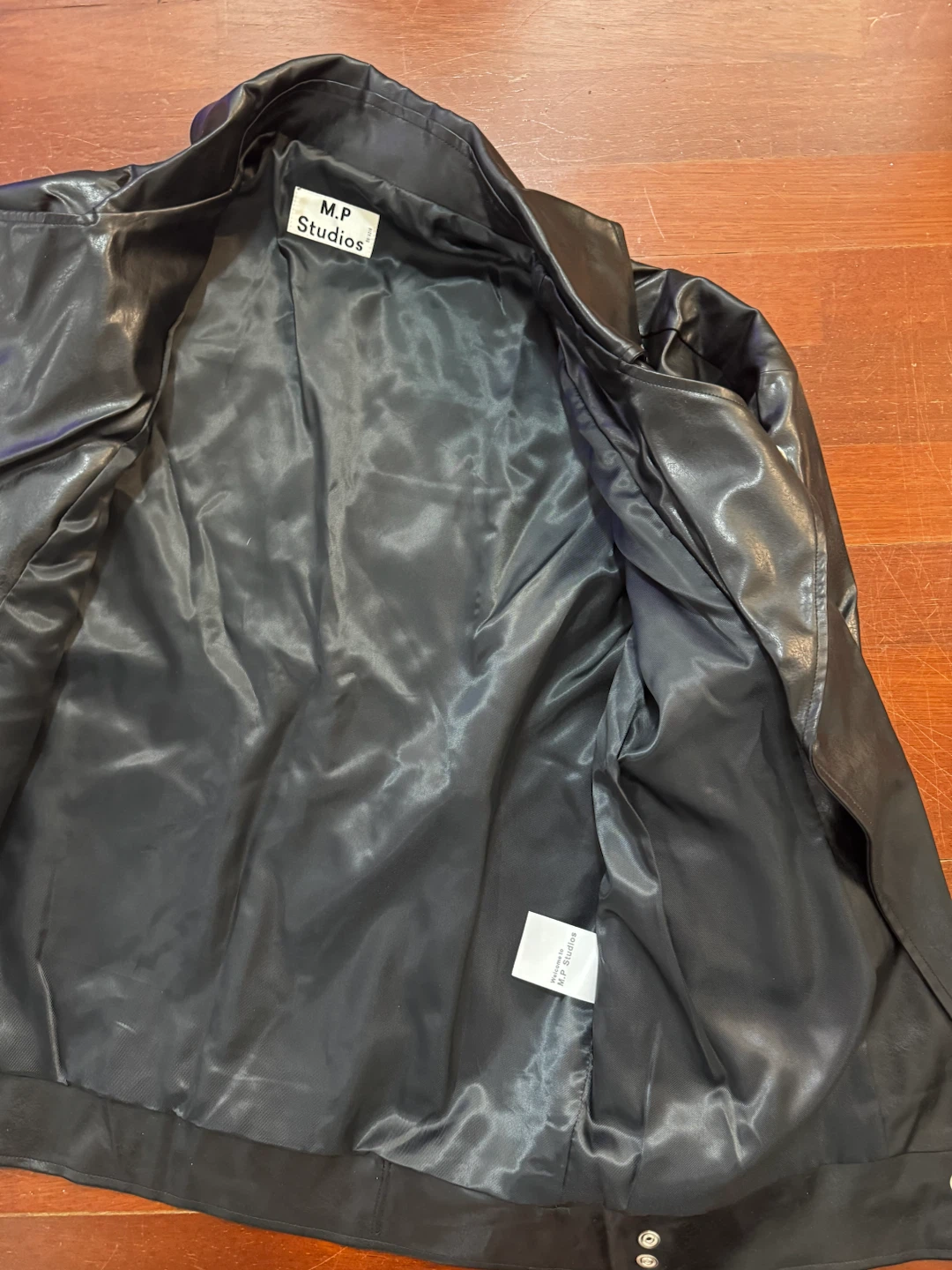 M.P Studios Black Faux Leather Biker Jacket - photo 3