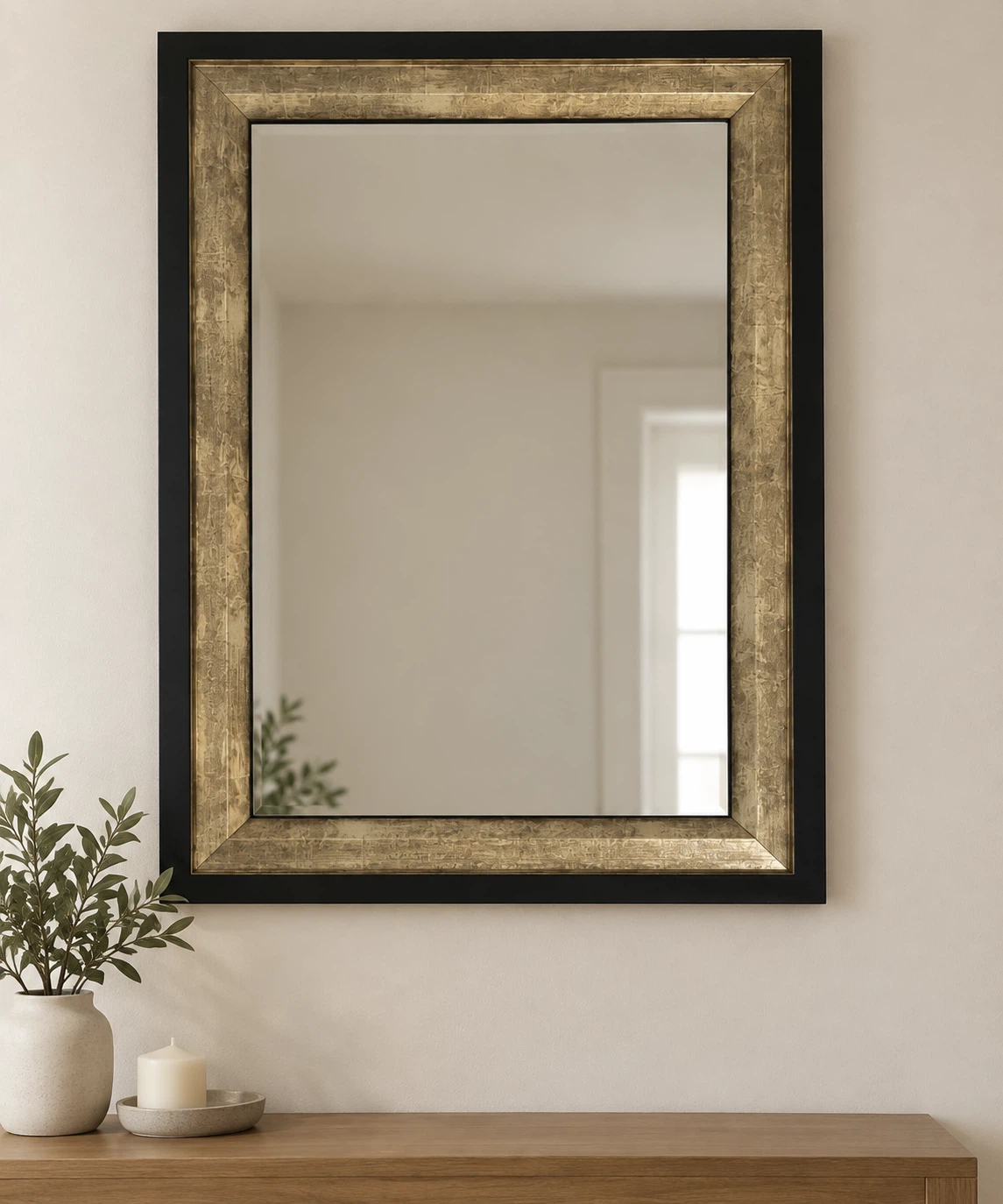 Black and gold wall mirror