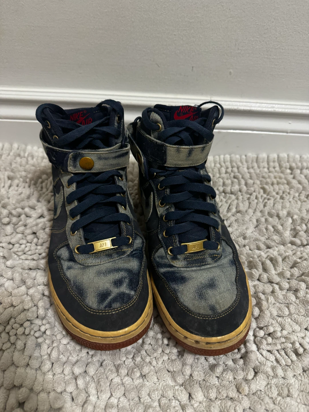 Nike Air Force 1 High Top Sneakers Navy Denim