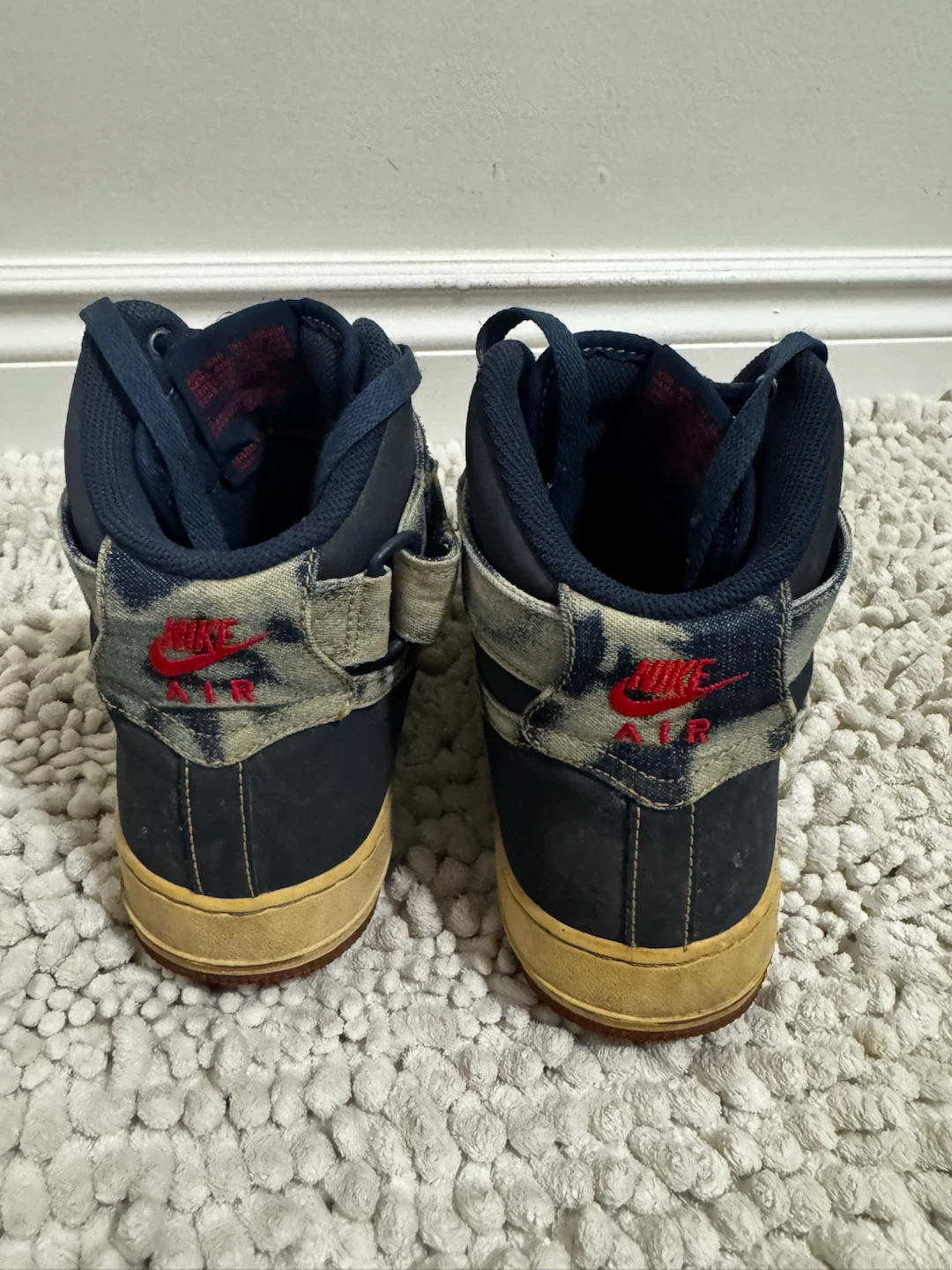 Nike Air Force 1 High Top Sneakers Navy Denim - photo 3