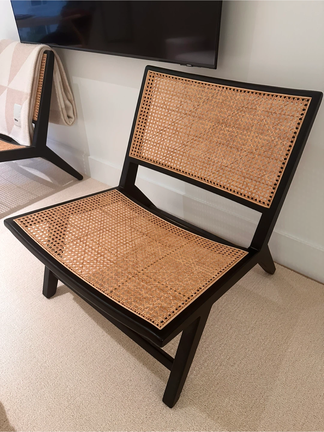 Black Rattan Lounge Chair x2