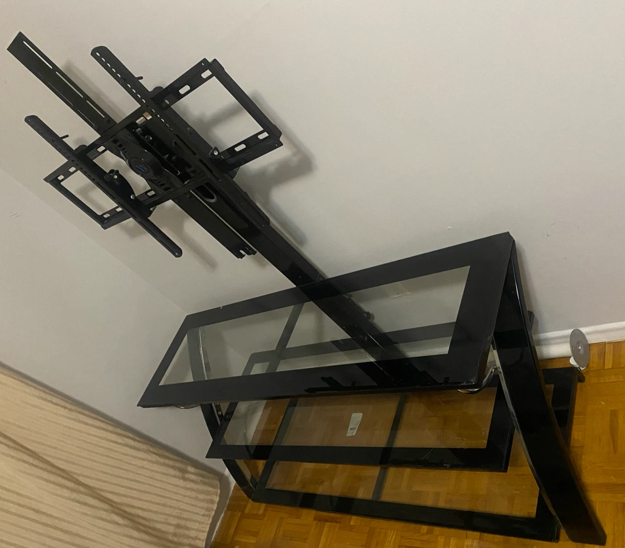Glass TV Stand with Integrated Mount