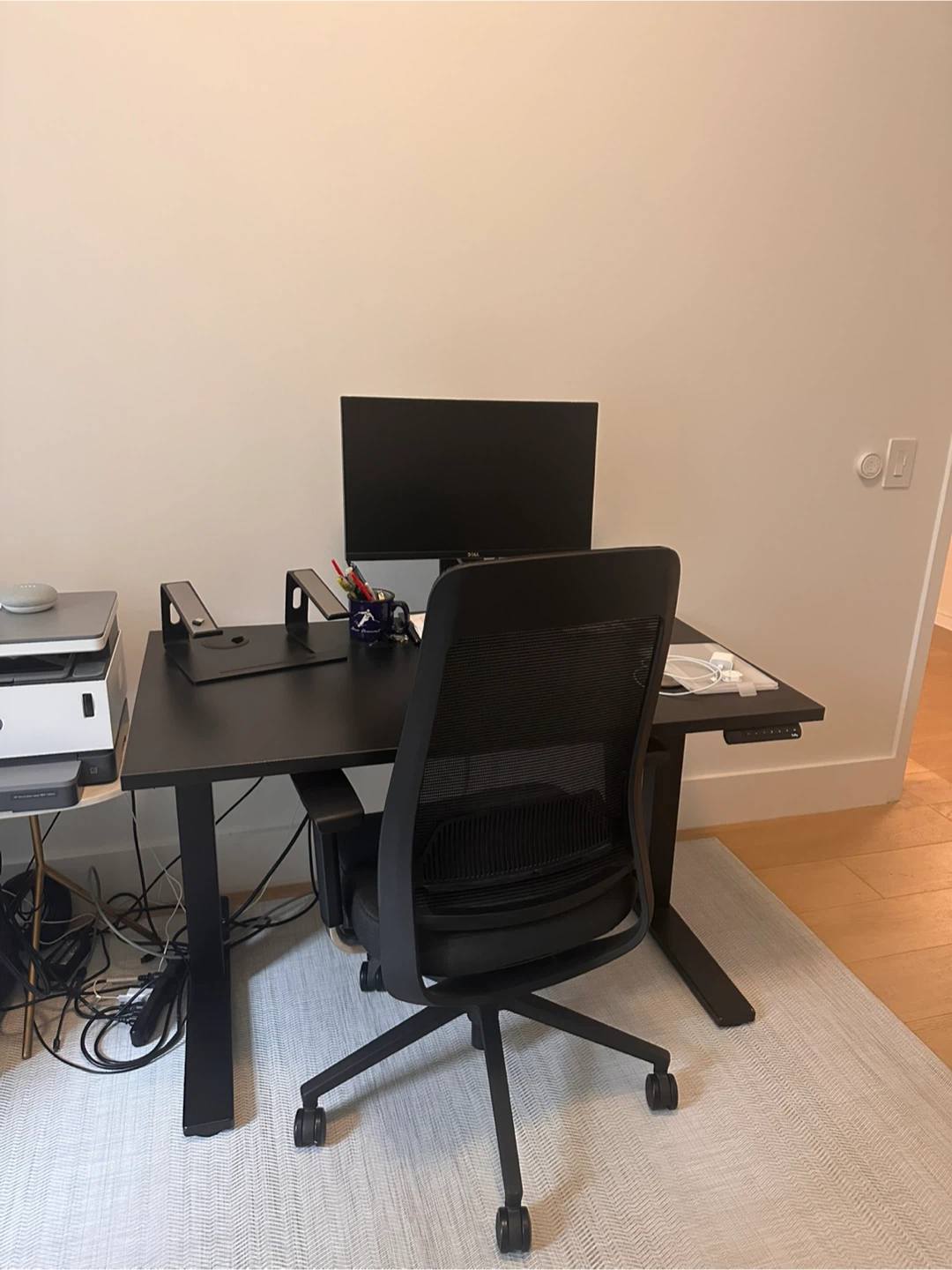 Black Adjustable Standing Desk & ERGONOMIC chair