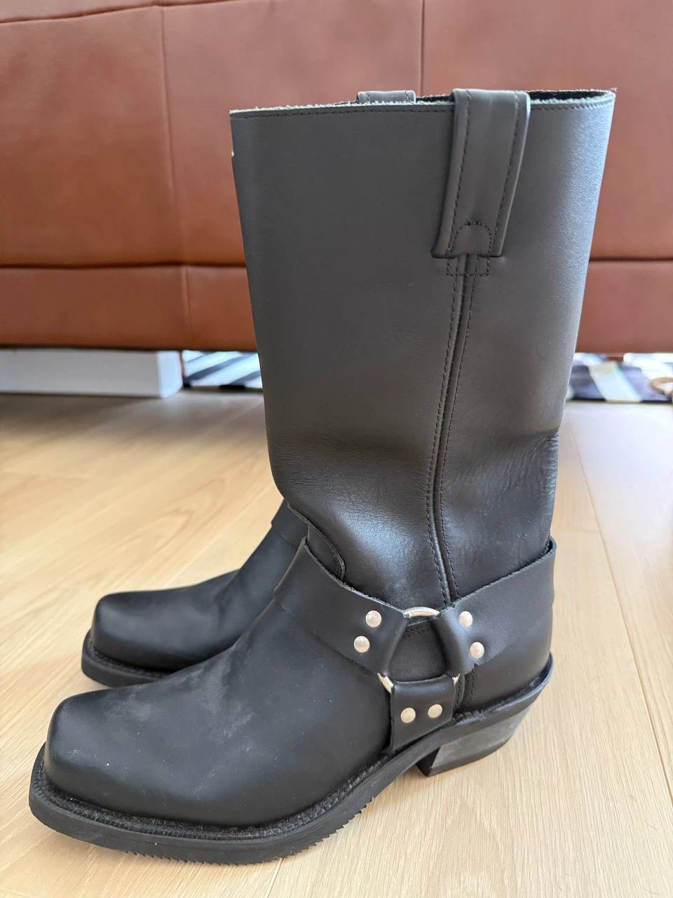 Black Leather Harness Boots
