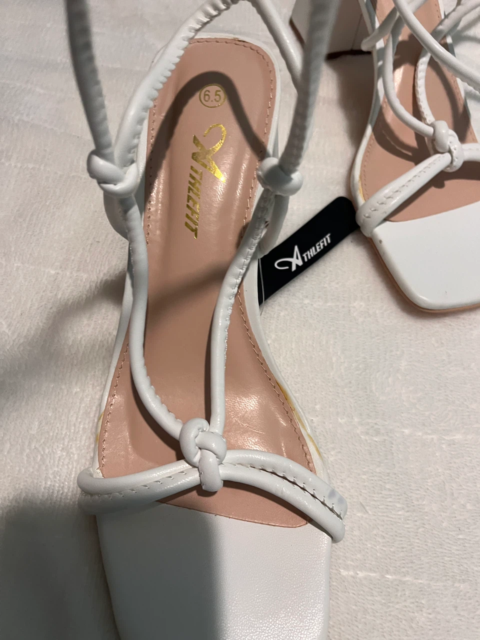Athlefit White Lace-Up Block Heel Sandals Size 6.5 - photo 5