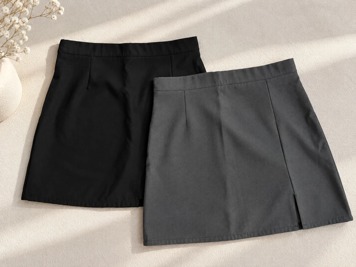 Set of two mini skirts in black and charcoal