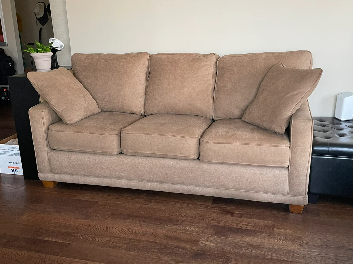 Three-Seater Beige Fabric Sofa