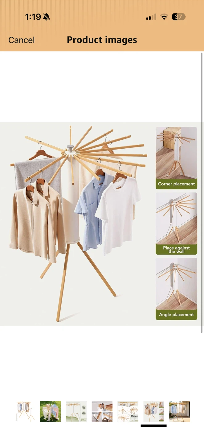 Collapsible Beech Wood Laundry Drying Rack – Like New - photo 3