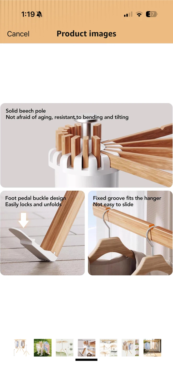 Collapsible Beech Wood Laundry Drying Rack – Like New - photo 5