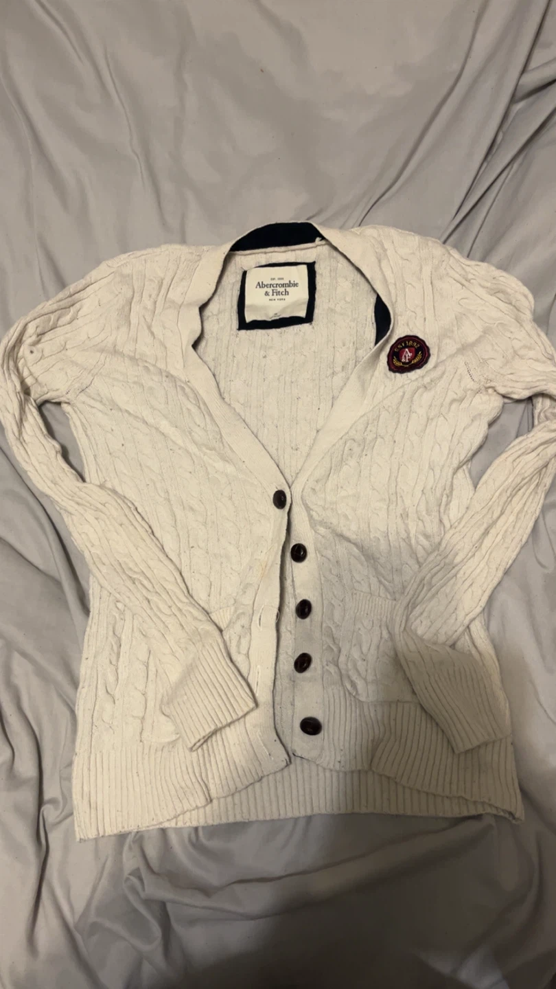 Abercrombie & Fitch Cable Knit Cardigan Cream Medium