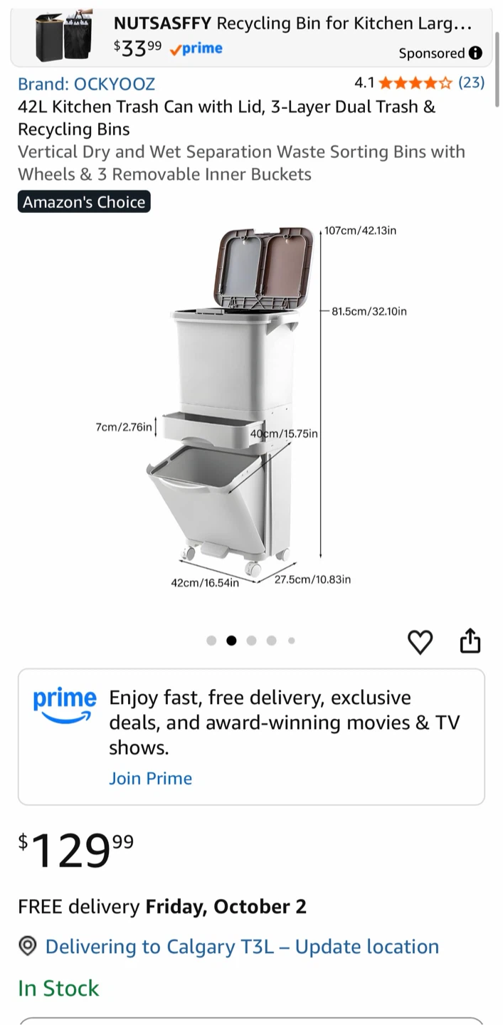 42L Kitchen Trash Can with Lid - photo 4