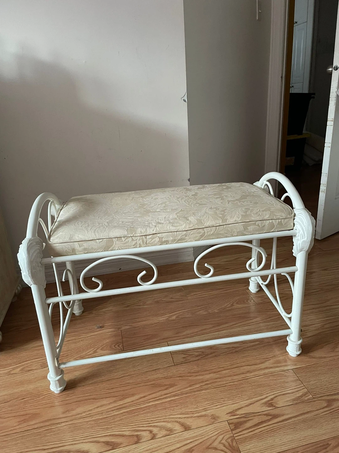 White Metal Vanity Bench