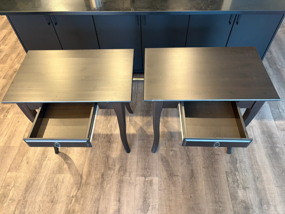 pair of IKEA wooden tables with drawer for $100 - photo 2