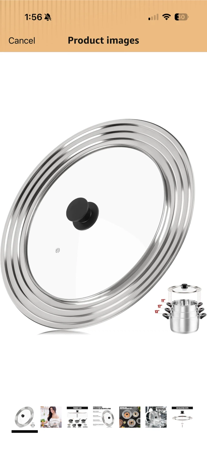Universal Stainless Steel Pot & Pan Lid – Like New
