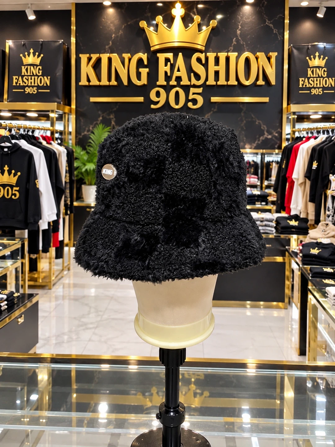 King Fashion 905 Black Sherpa Bucket Hat