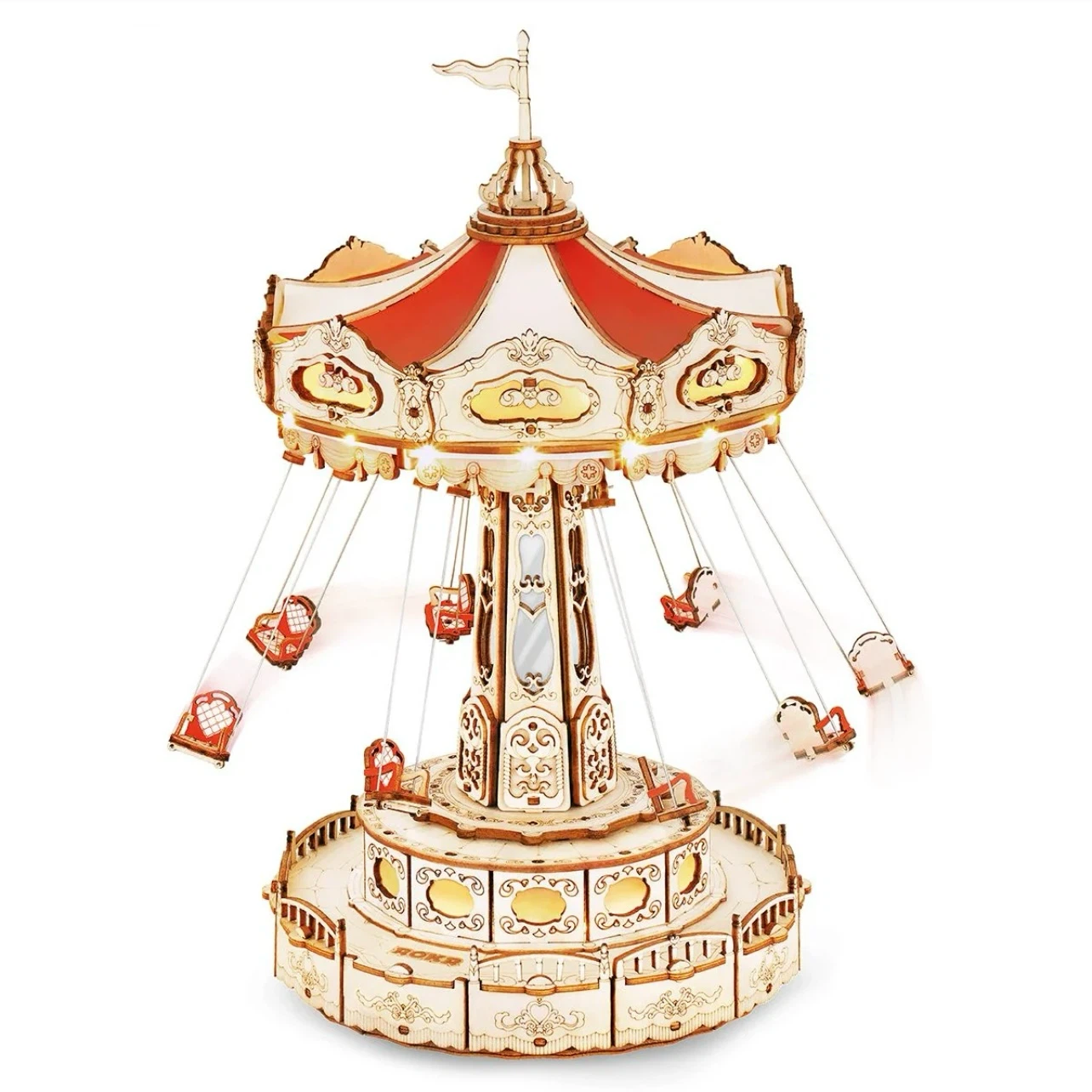 Swing Ride DIY Music Box 3D Wooden Puzzle,Christmas Gift