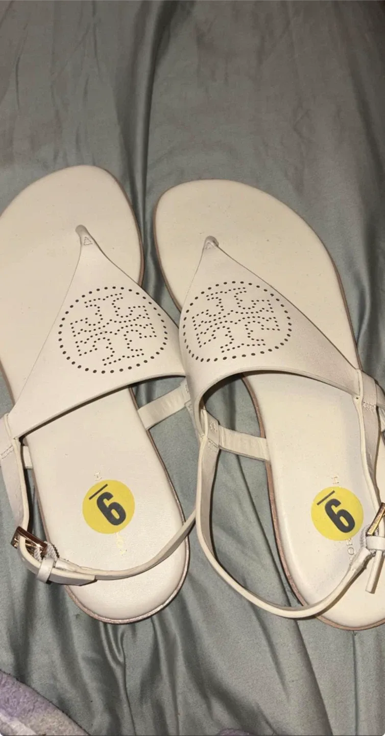Tory Burch White Logo Sandals Size 9 - photo 2