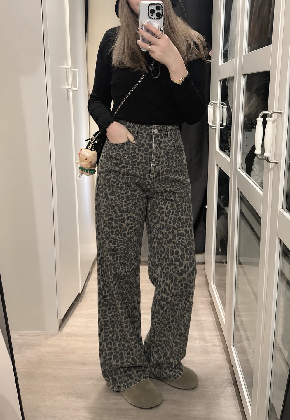 Leopard Print Denim Jeans