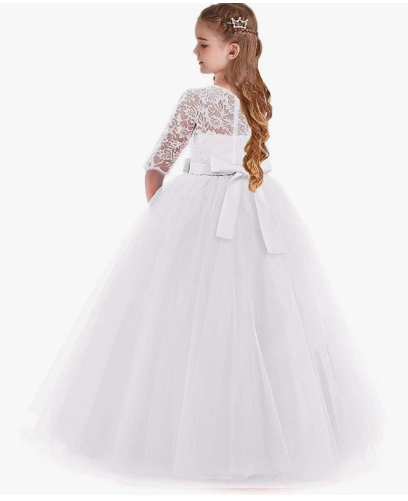 Girls white lace formal dress, size 11-12 years - photo 2