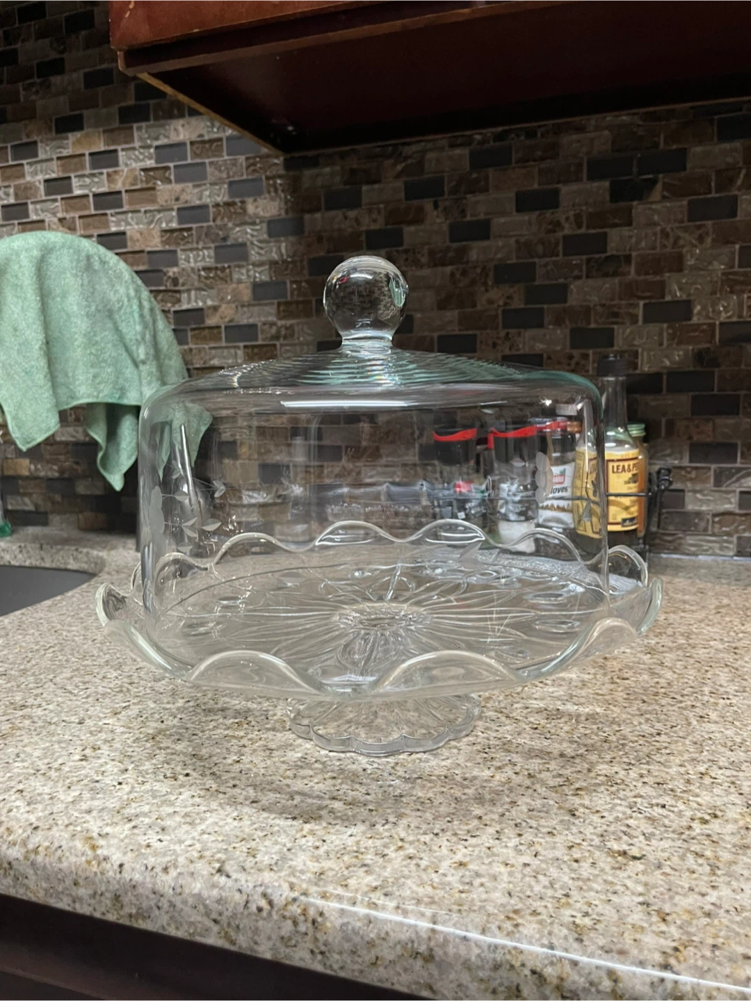 Clear Glass Cake Stand with Domed Lid - photo 2