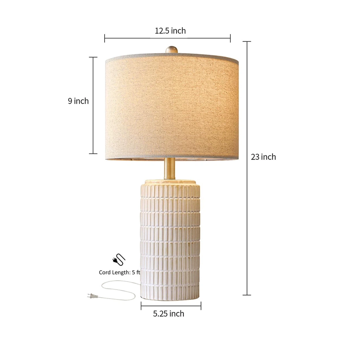 New 23" Modern Ceramic Table Lamp Set of 2,  Beige - photo 2