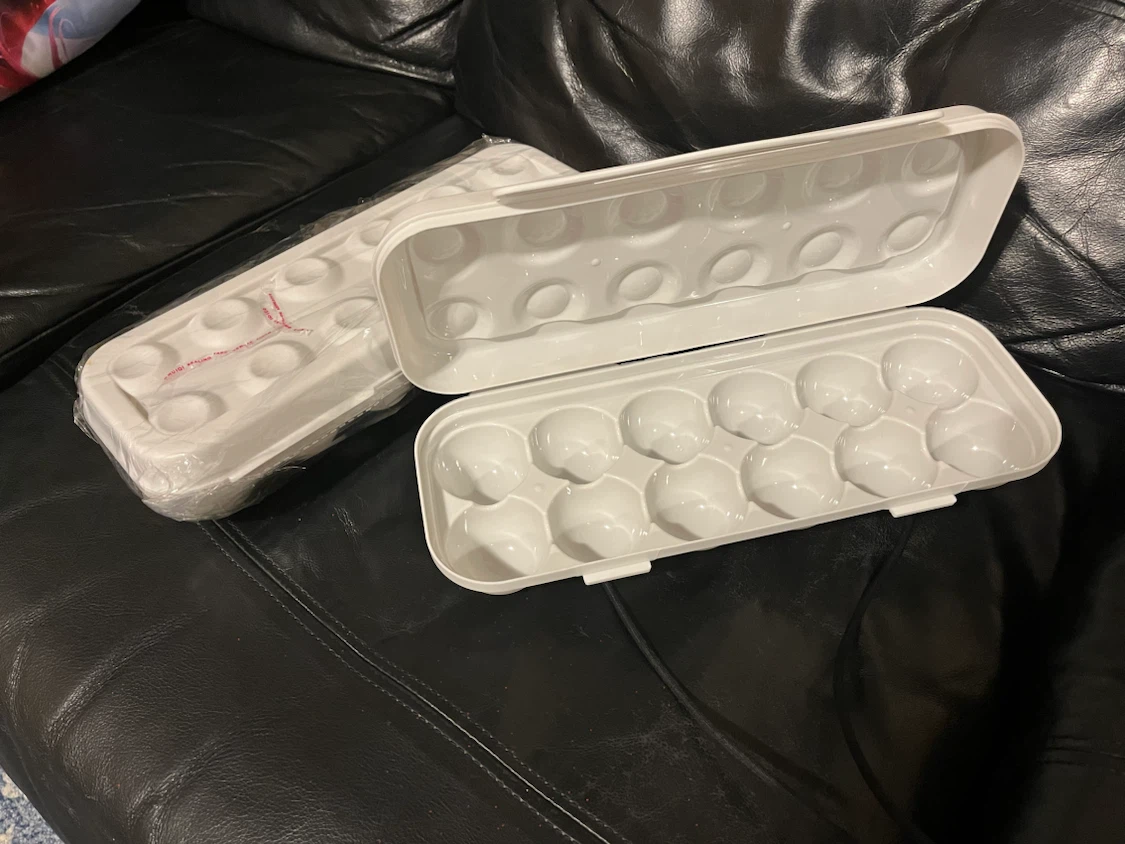 Two Hard Plastic Egg Cartons
