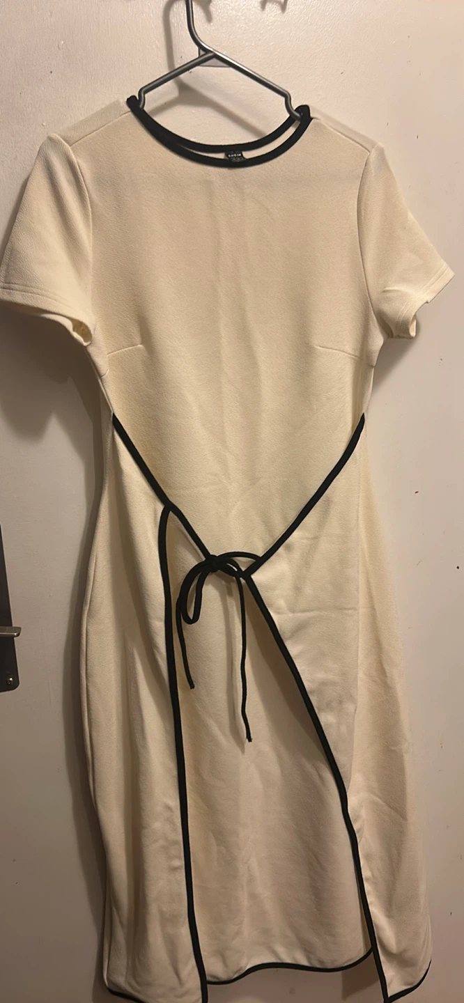 SHEIN cream dress with black trim