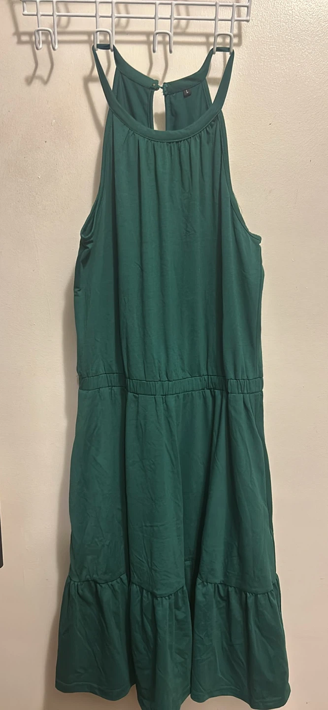Forest Green Halter Neck Dress
