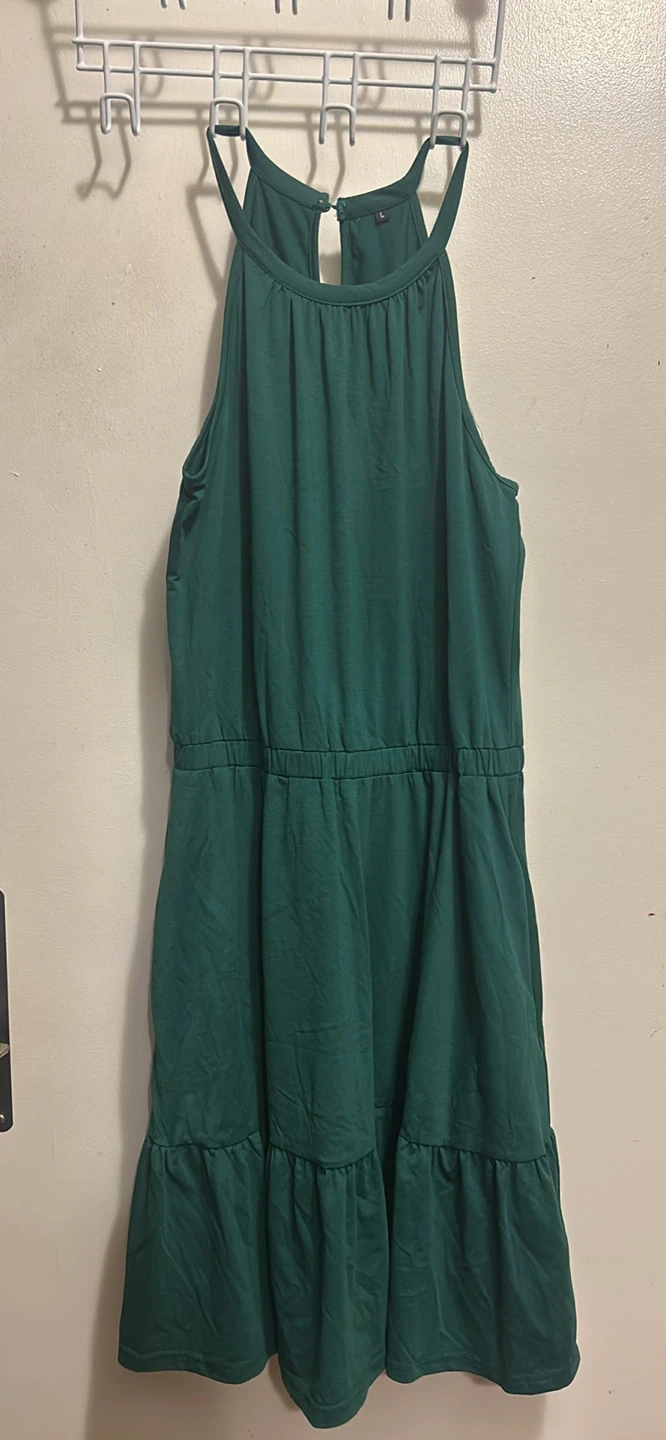 Forest Green Halter Neck Dress - photo 3