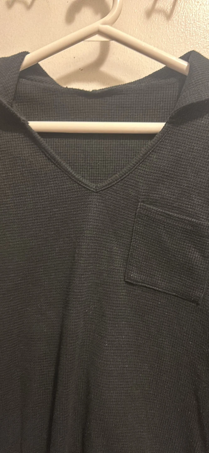 Black Waffle-Knit Hoodie - photo 3