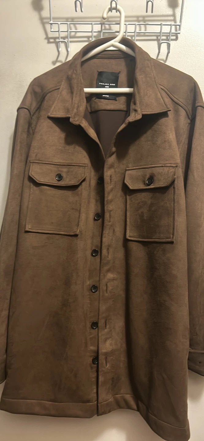 Projek Raw Brown Suede-Style Shirt Jacket