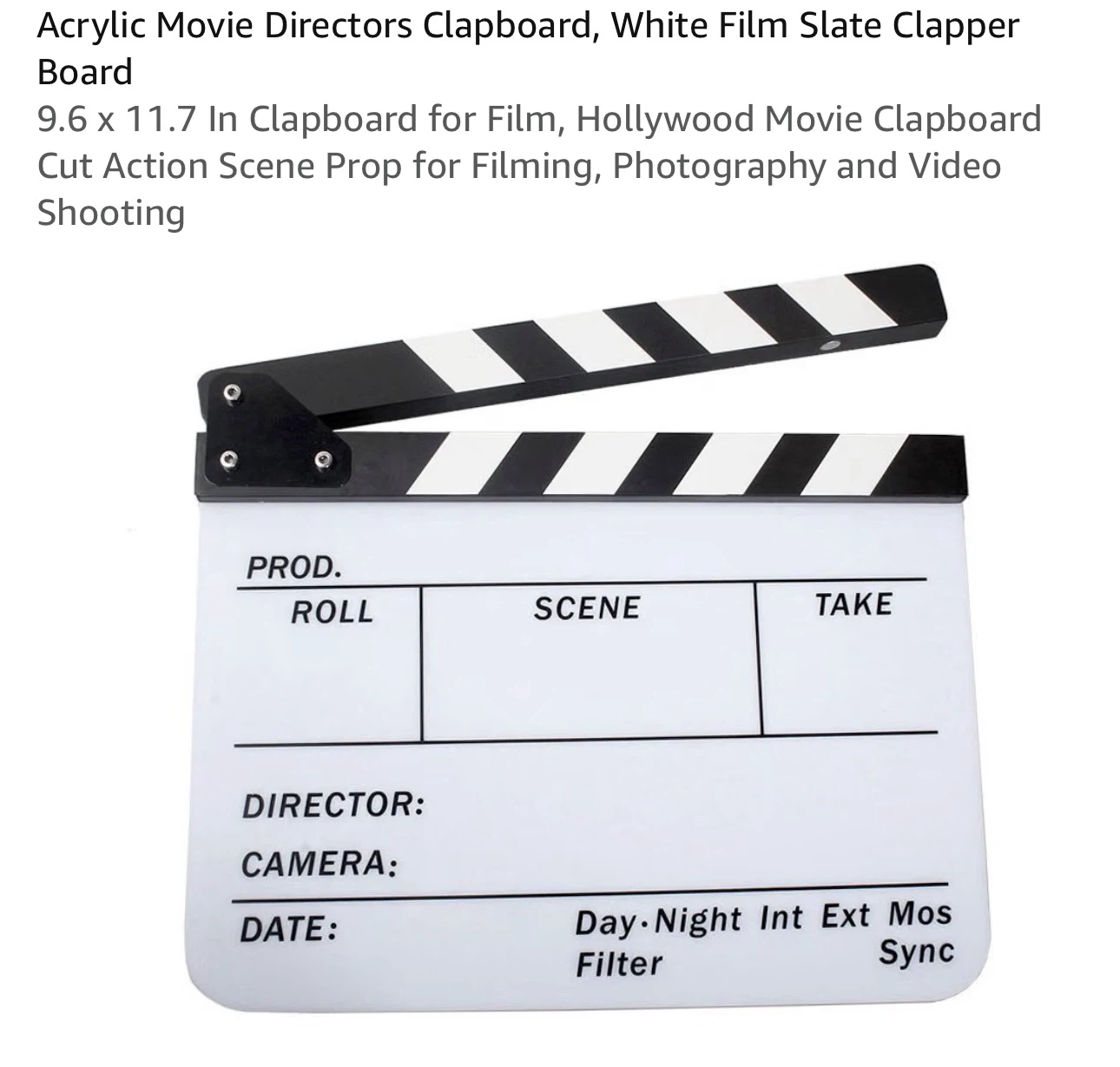 🎬 Professional Film Clapperboard / Movie Slate – Like New – $20