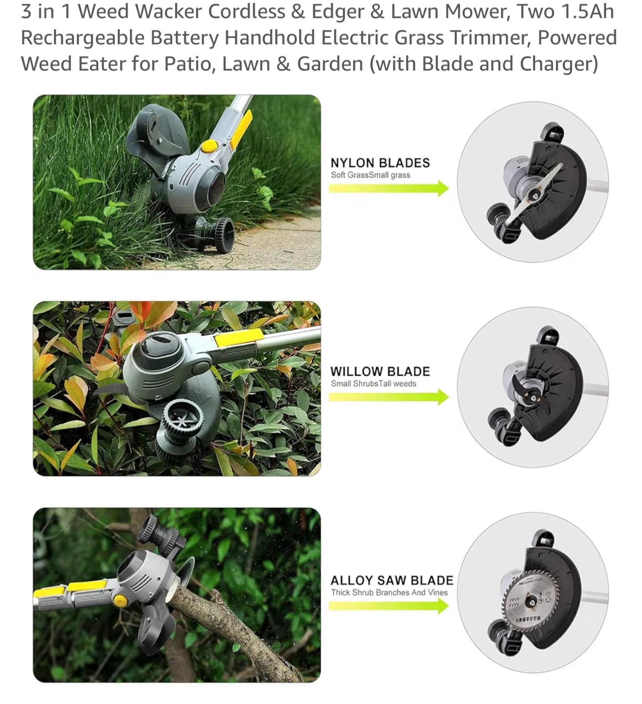 Cordless 3-in-1 Weed Whacker and Lawn Edger - photo 3