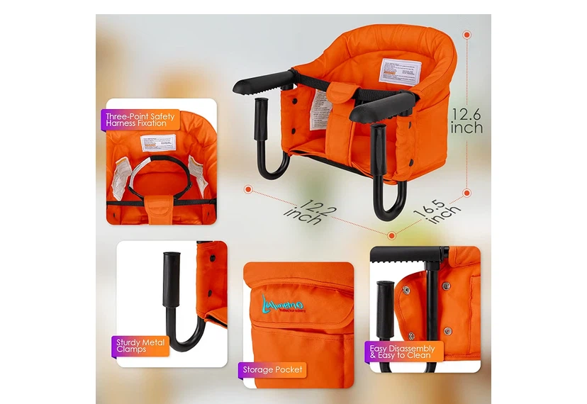 Portable Orange Hook-on High Chair - photo 3