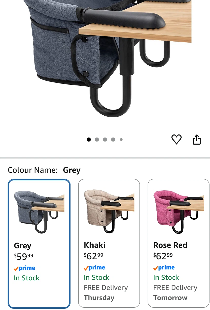 lulunemo Portable Hook-On High Chair - Grey - photo 4