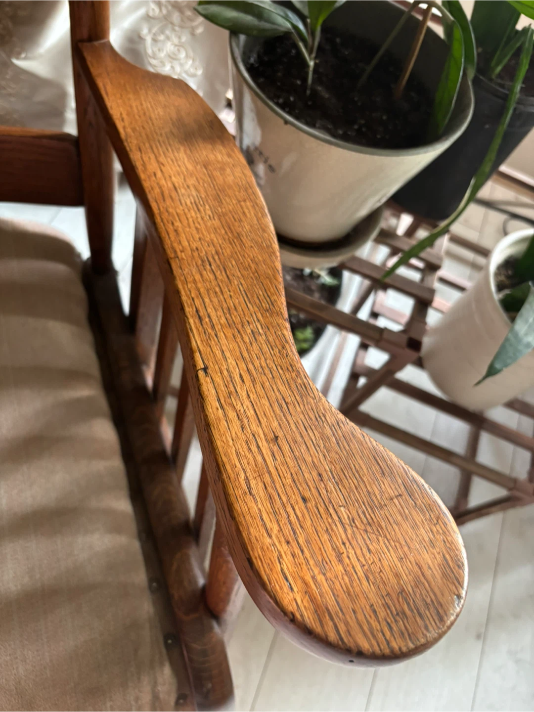 Antique Solid Oak Rocking Chair - photo 3