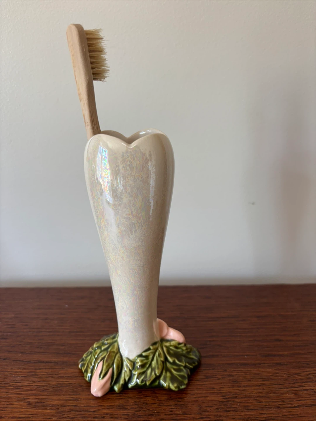 Retro Lusterware Ceramic Tulip Bud Vase Iridescent Cottagecore - photo 2