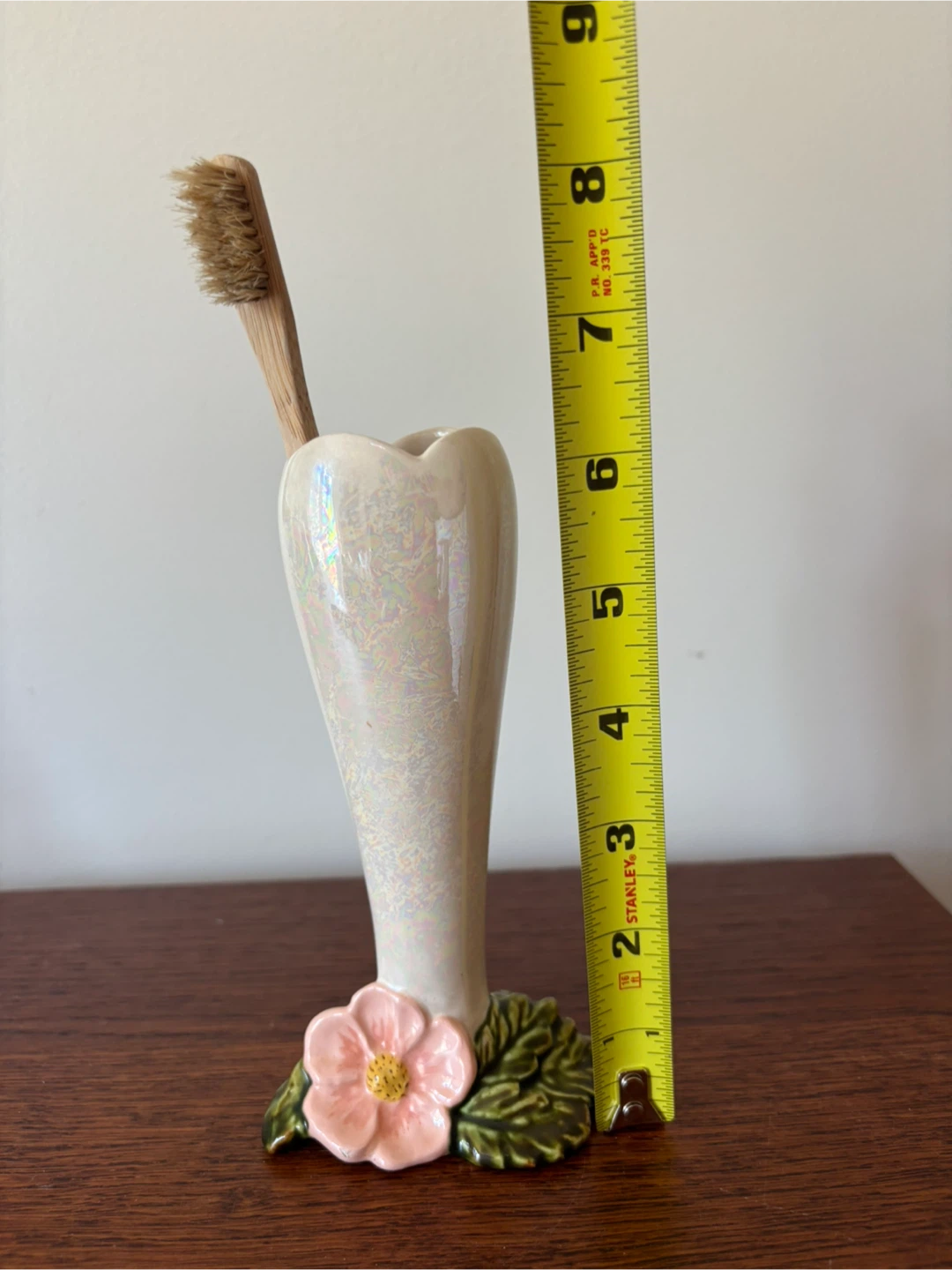 Retro Lusterware Ceramic Tulip Bud Vase Iridescent Cottagecore - photo 3