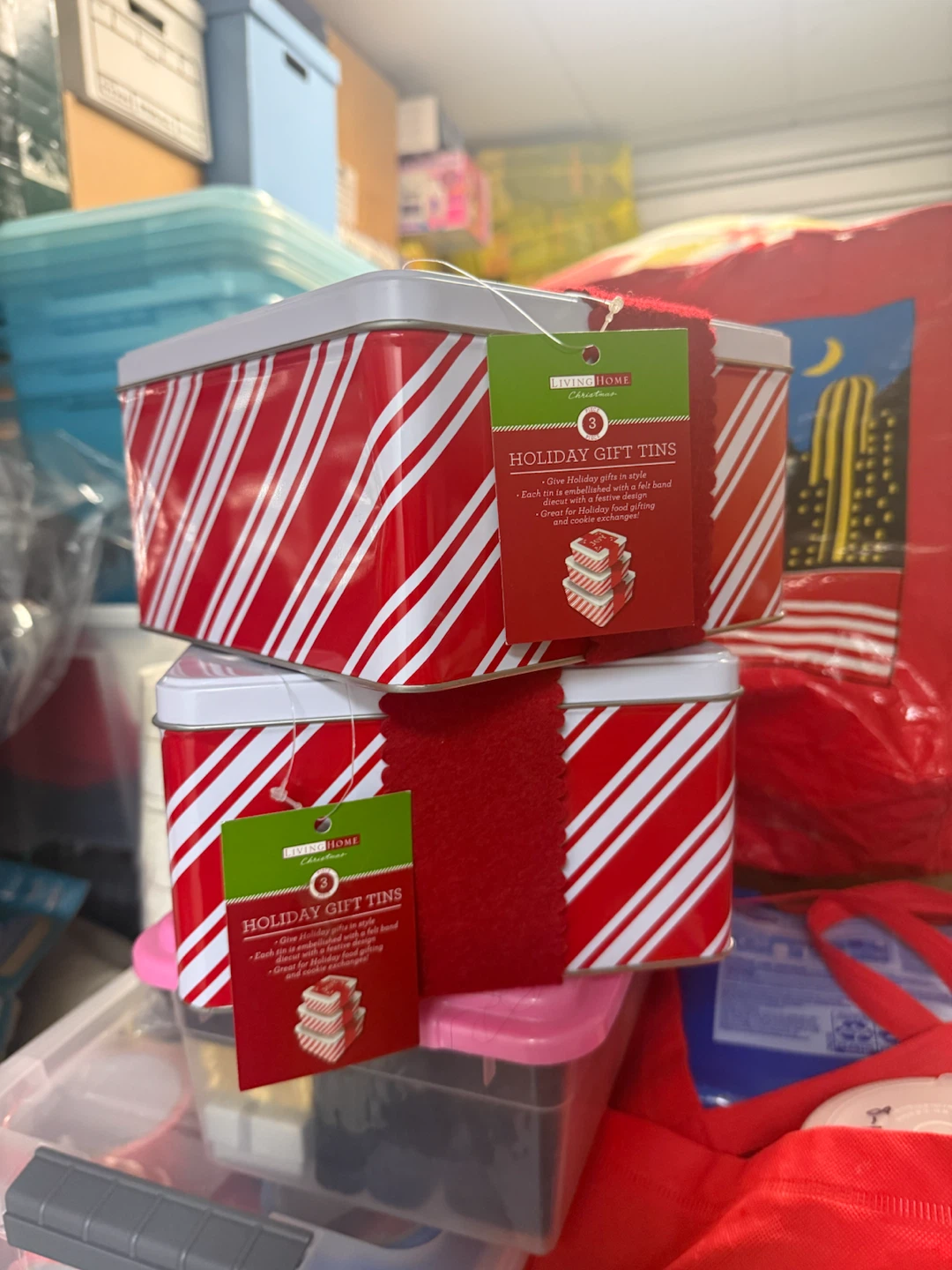 Living Home Holiday Gift Tins, 3-Piece Set