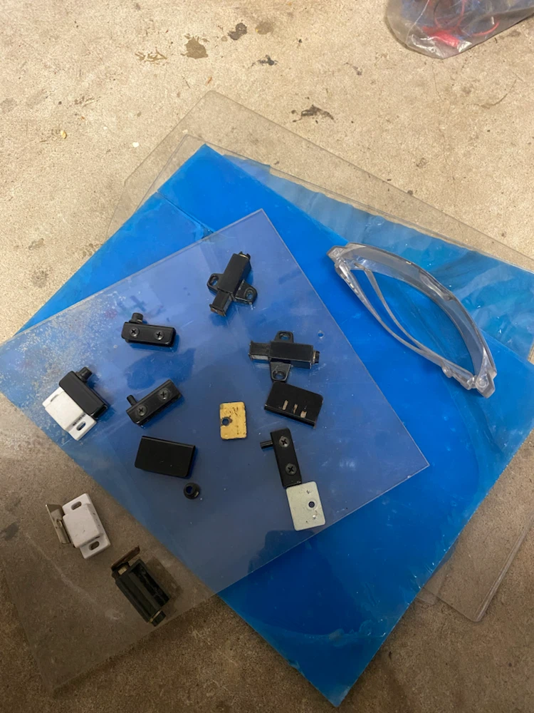 Plexiglass and cabinet door hardware
