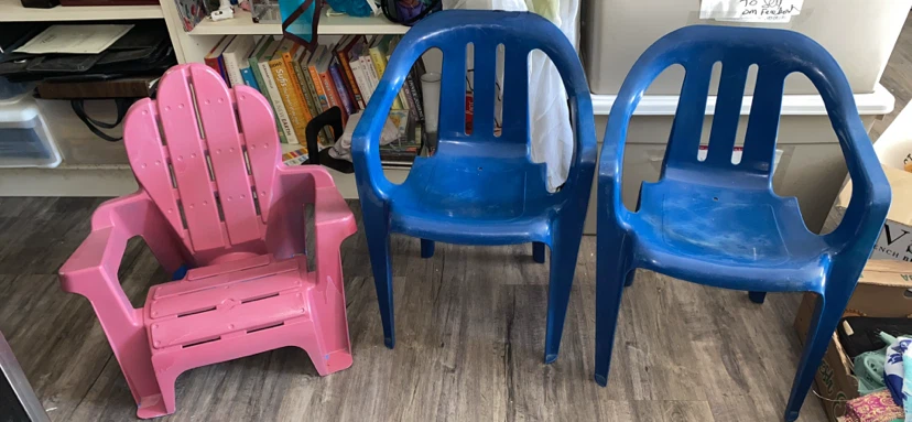 Three children's plastic chairs selling individually - photo 3
