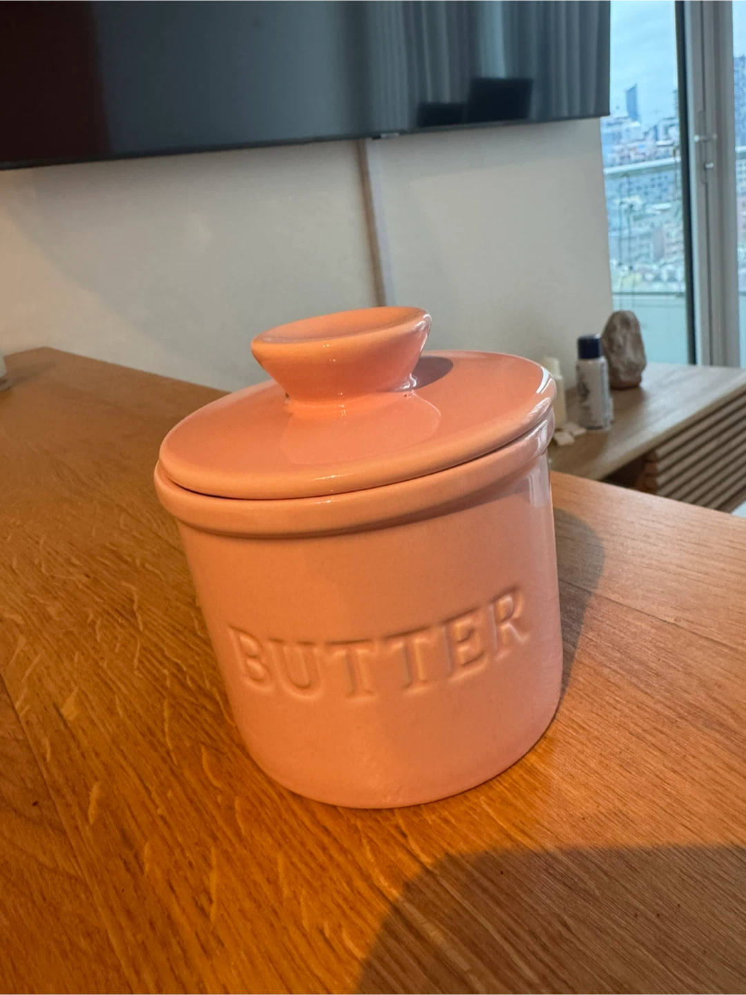 Pink Ceramic Butter Crock