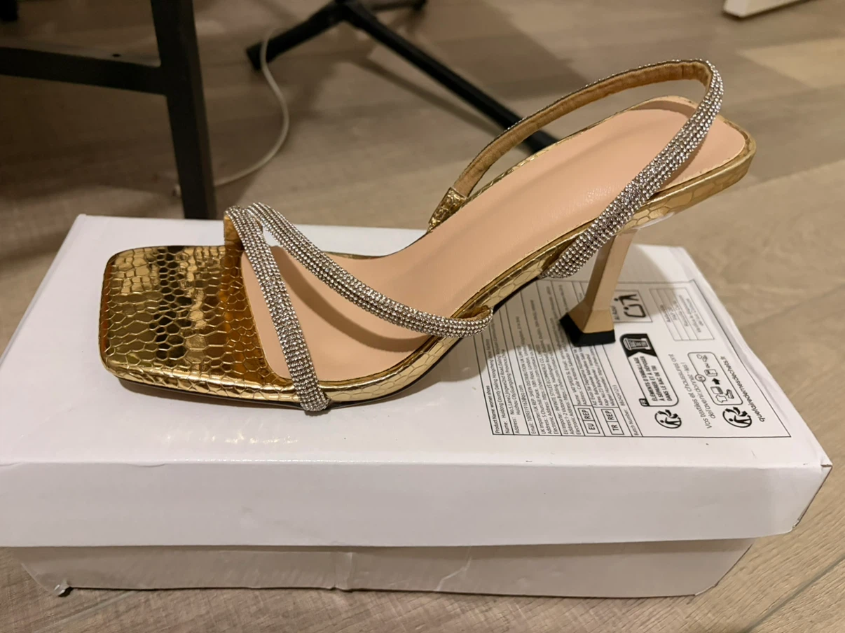 Gold Rhinestone Slingback Heels - photo 2