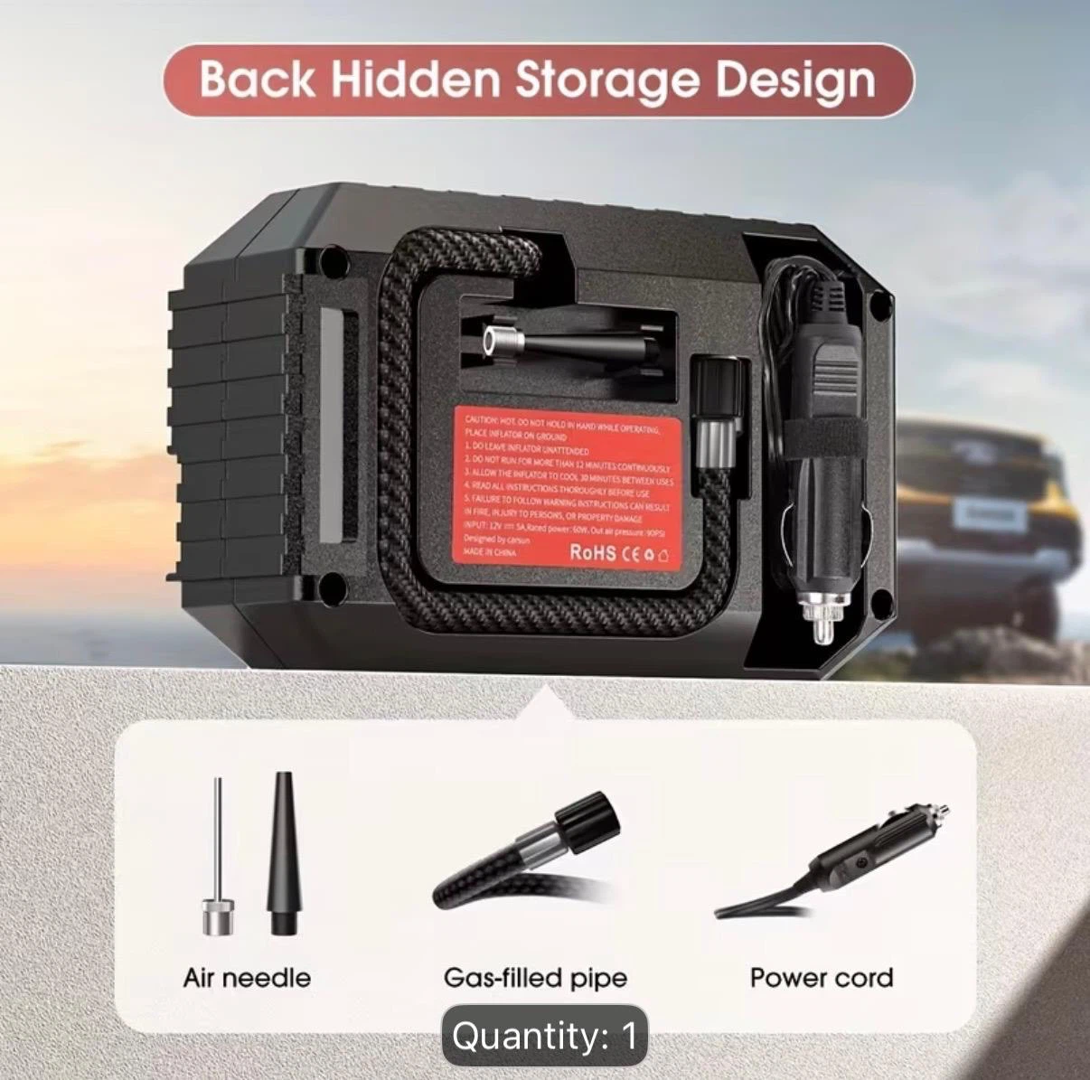Portable 12V Car Tire Inflator Pump - photo 2