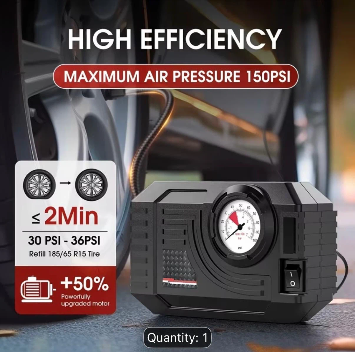 Portable 12V Car Tire Inflator Pump - photo 3