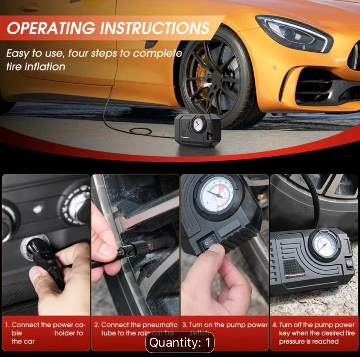 Portable 12V Car Tire Inflator Pump - photo 4