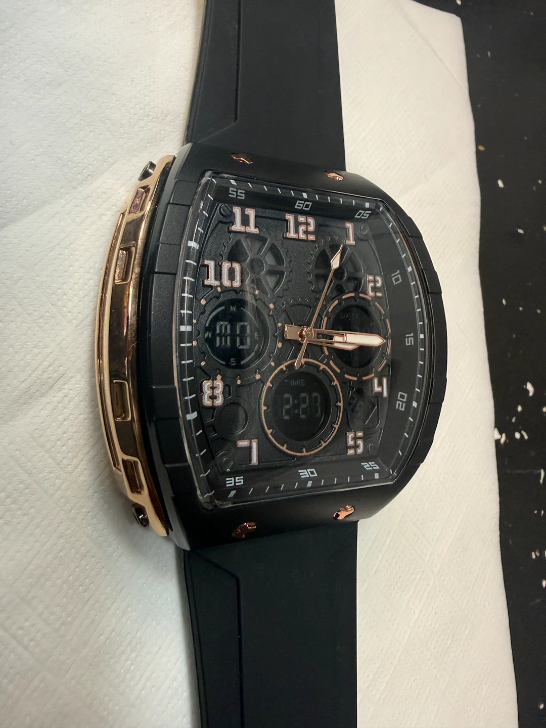 Black and Rose Gold Analog-Digital Watch - photo 3