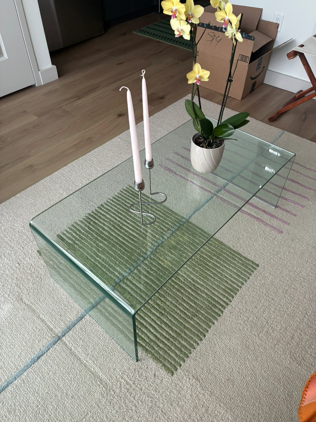 Minimalist Waterfall Glass Coffee Table