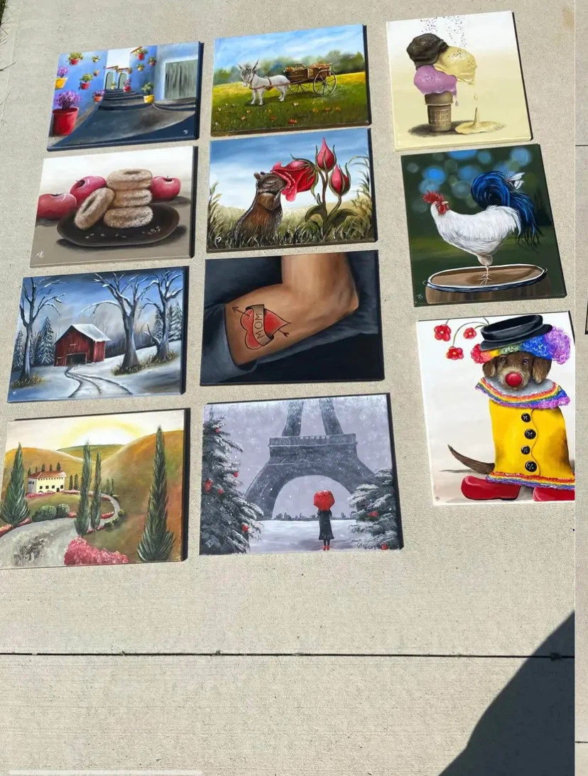 Assorted Hand-Painted Canvas Art